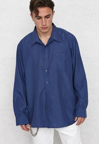 VINTAGE BLUE HUGO BOSS LONG SLEEVE SHIRT