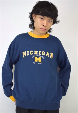 VINTAGE 90S LEE SPORT "MICHIGAN" NAVY SWEATSHIRT