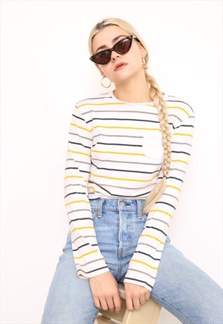 VINTAGE 90S STRIPED STRIPE BRETON TOP T-SHIRT