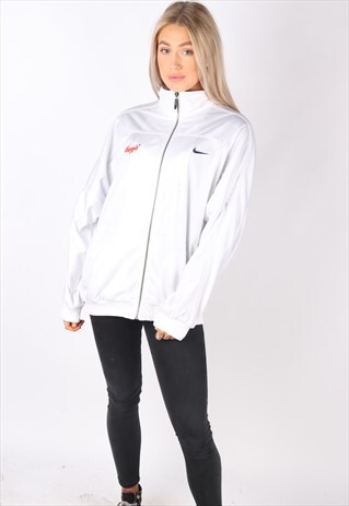 VINTAGE NIKE TRACKSUIT JACKET KELLOGGS RETRO WHITE OVERSIZED