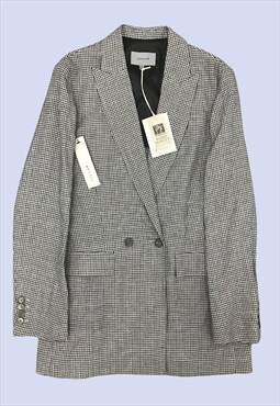 Black White Check Irish Linen Smart Relaxed Suit Blazer