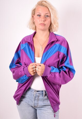 ADIDAS WOMENS VINTAGE TRACKSUIT TOP JACKET XL PURPLE 90S