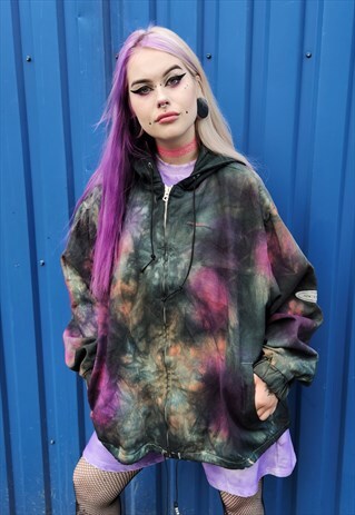 REWORKED BLEACHED DENIM JACKET DISTRESSED GRADIENT JEAN COAT