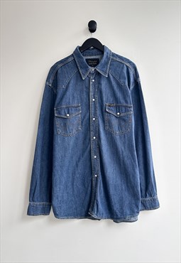 Vintage Wrangler Blue Denim Jeans Shirt