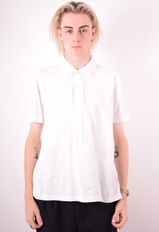 SERGIO TACCHINI MENS VINTAGE POLO SHIRT MEDIUM WHITE 90S