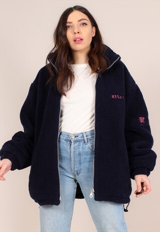 VINTAGE 90S OVERSIZED BLUE FLEECE REGATTA JACKET