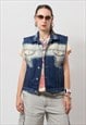 VINTAGE DENIM VEST SLEEVELESS JACKET WOMEN