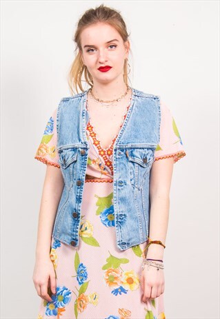 LEVI'S 90'S LIGHT BLUE DENIM GILET WAISTCOAT