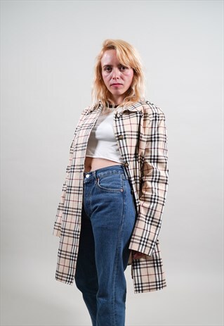 BURBERRY FULL NOVA CHECK COAT RARE UK10 PERFECT CONDITION