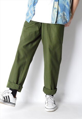VINTAGE 80S KHAKI GREEN PANTS