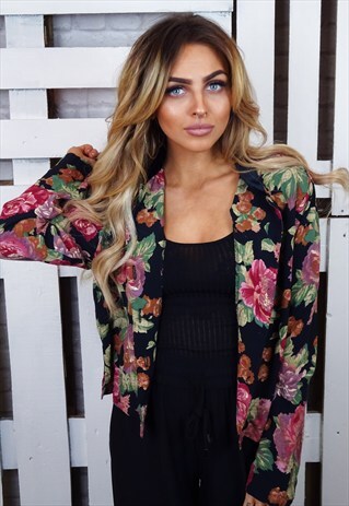 CUTE FLORAL CROPPED LIGHT JACKET/BLOUSE