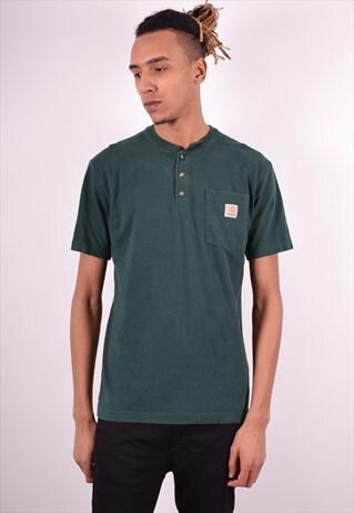 CARHARTT MENS VINTAGE T-SHIRT TOP SMALL GREEN 90'S
