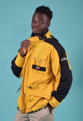 VINTAGE NAPAPIJRI YELLOW AND BLACK PULLOVER JACKET