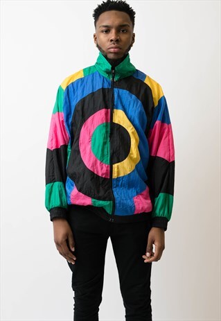 VINTAGE MULTI COLOURED WINDBREAKER JACKET