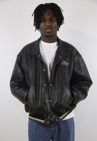 VINTAGE DIESEL HEAVY LEATHER BOMBER JACKET