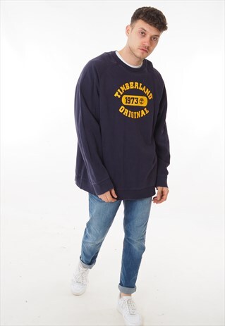VINTAGE TIMBERLAND SWEATSHIRT BIG LOGO BLUE