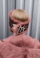 FAUX FUR HEADBAND LUXURY FLUFFY HEAD COVER IN BROWN