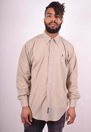 RALPH LAUREN MENS VINTAGE SHIRT XL GREY 90S