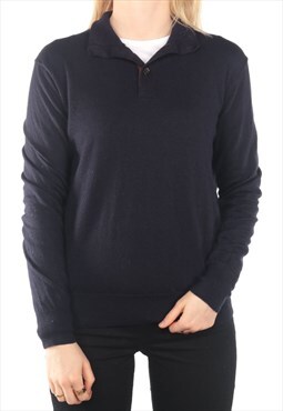 Ralph Lauren - Navy Woollen Embroidered Polo Shirt- Large