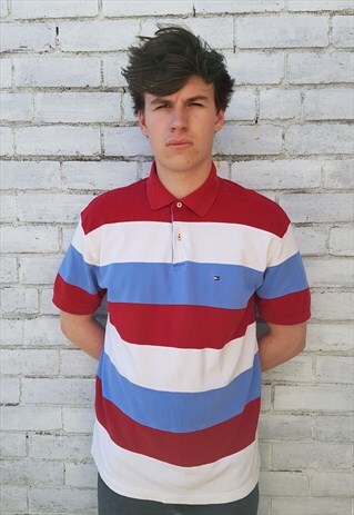 VINTAGE TOMMY HILFIGER STRIPED POLO SHIRT