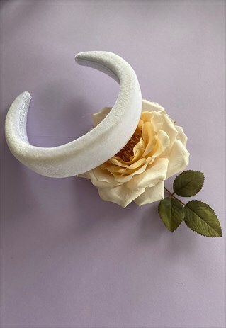 PADDED VELVET HEADBAND - WHITE