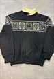 VINTAGE KNITTED JUMPER ABSTRACT PATTERNED GRANDAD SWEATER