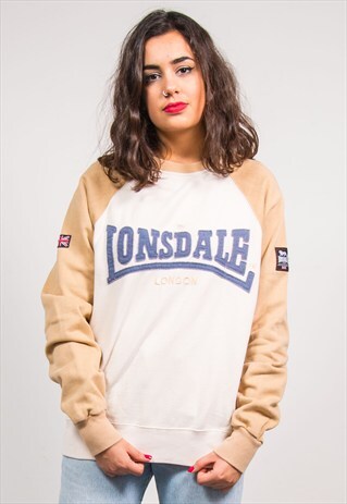 90'S VINTAGE BEIGE LONSDALE LONDON SWEATSHIRT JUMPER