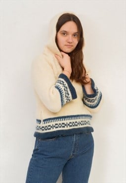 Christmas Women's S Sweater Wool Scandinavian Jumper Hooded