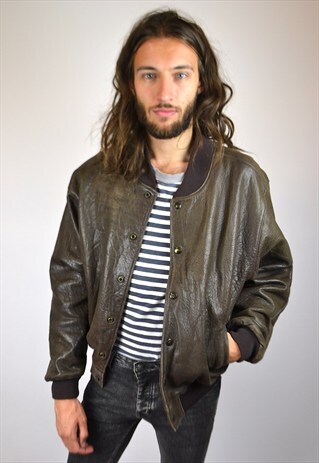 VINTAGE 90'S LEATHER BOMBER JACKET