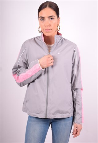 NIKE WOMENS VINTAGE TRACKSUIT TOP JACKET MEDIUM GREY 90'S