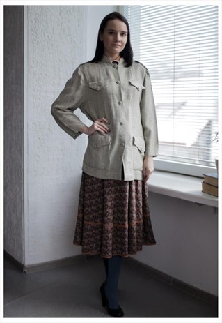 VINTAGE BEIGE PATTERNED BUTTONS UP JACKET