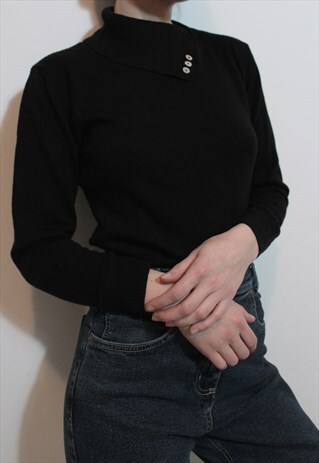 WOOL BLEND BLACK SWEATER
