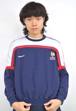 VINTAGE 90S ADIDAS RED NAVY WHITE SWEATSHIRT