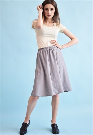 90'S RETRO HIGH WAIST MIDI A LINE SKIRT