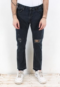 505 C Vintage Mens W29 L30 Slim Straight Jeans Denim Ripped