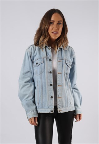 VINTAGE DENIM JACKET OVERSIZED FITTED UK 14 LARGE (CCD)