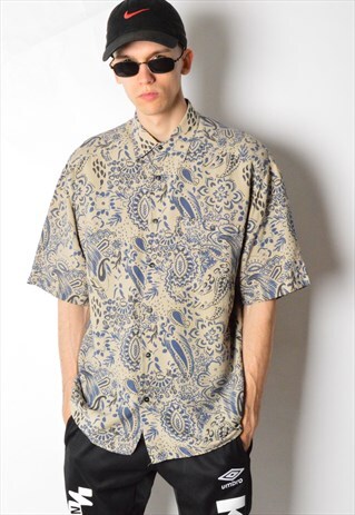 VINTAGE 80S ABSTRACT PAISLEY SHORT SLEEVE SHIRT