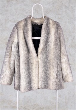 Vintage Faux Fur Coat Jacket Women's UK 14
