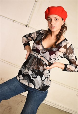 Y2K RETRO MEXX FESTIVAL MESH SHEER STRETCH TOP