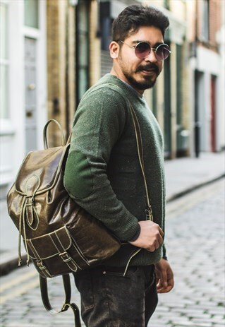 CORAL GREEN LEATHER RUCKSACK