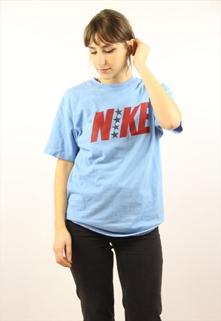 VINTAGE NIKE 90S PRINT BLUE T-SHIRT
