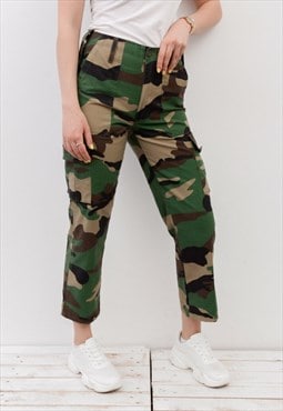 Vintage Women's french Army FELIN CCE Camouflage Cargo Pants