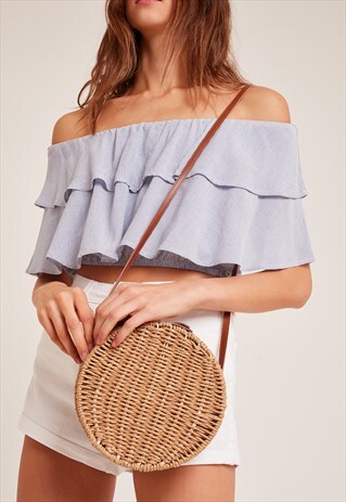 STRAW CROSS BODY BAG