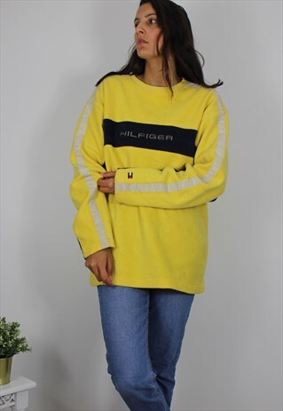 VINTAGE TOMMY HILFIGER FLEECE SWEATSHIRT W LOGO & SLEEVE