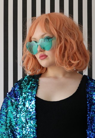 HEART SHAPED RIMLESS TINTED SUNGLASSES IN BLUE