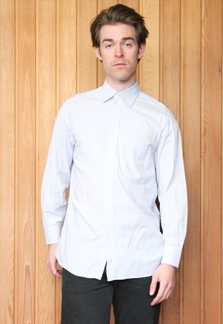 VINTAGE 1990S CHRISTIAN DIOR BLUE LONG-SLEEVED SHIRT