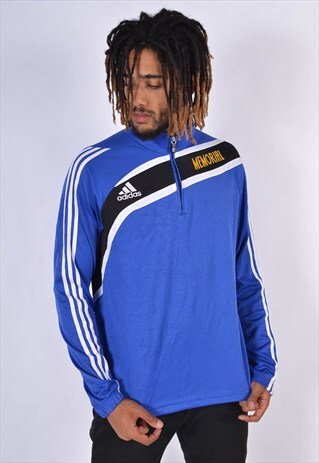VINTAGE ADIDAS 1/4 ZIP SWEATSHIRT BLUE