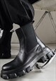 CHELSEA PLATFORM BOOTS GRUNGE ANKLE SHOES IN BLACK