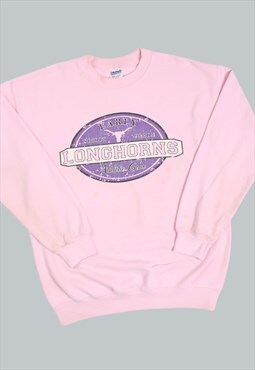 Vintage 90's Sweatshirt Pink USA Longhorns Jumper Medium