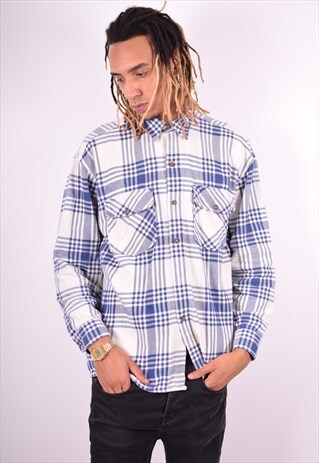 LEVI'S MENS VINTAGE FLANNEL SHIRT XL BLUE 90'S